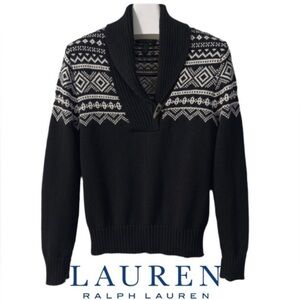 Ralph Lauren Women’s Black and White Zip Up Sweater